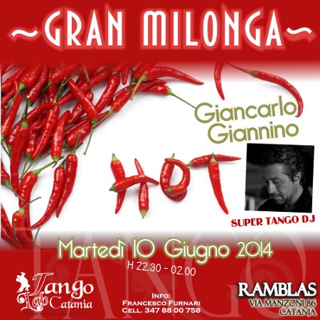 TANGO A CATANIA GRAN MILONGA HOT DEL 10 giugno 2014