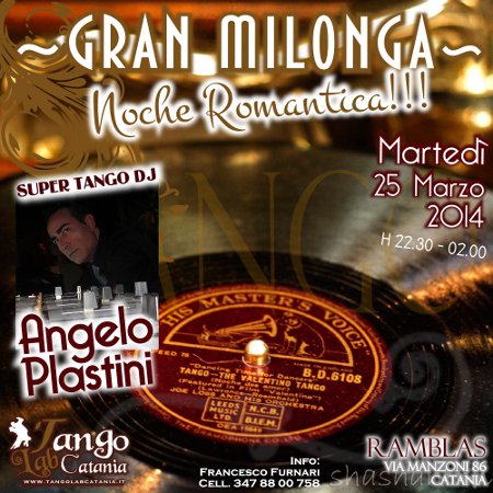 TANGO A CATANIA MILONGA NOCHE ROMANTICA 25 marzo 2014